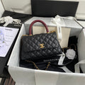 CHANEL 25S COCO HANDLE BAG 23 IN BLACK CAVIAR WITH GOLD HARDWARE