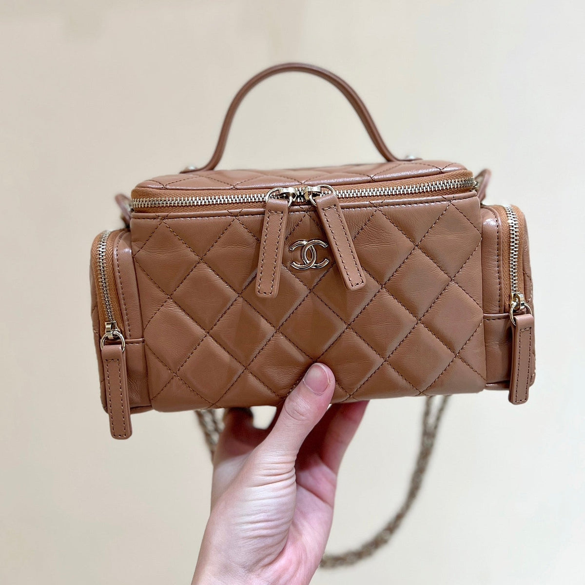 CHANEL 25S VANITY CASE 23 IN BROWN LAMBSKIN