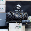 CHANEL 25S LARGE BOWLING BAG 31 IN BLACK CALFSKIN GOLD HARDWARE