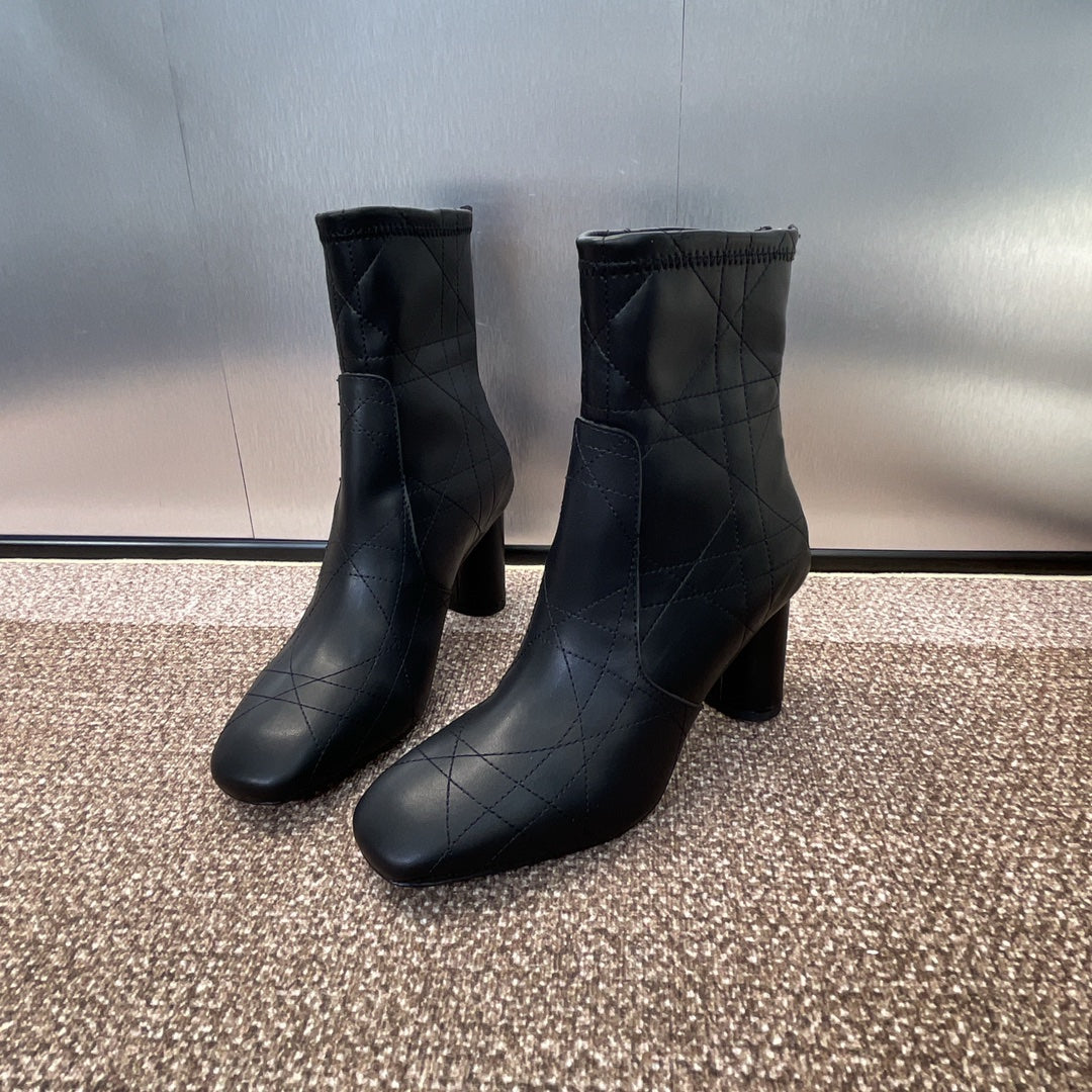 DIOR 25S D-SHADOW COUTURE SERIES ANKLE BOOTS 90MM IN BLACK CALFSKIN